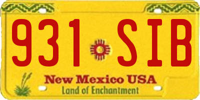 NM license plate 931SIB