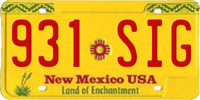 NM license plate 931SIG