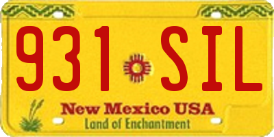 NM license plate 931SIL