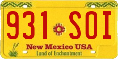 NM license plate 931SOI