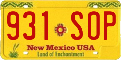 NM license plate 931SOP