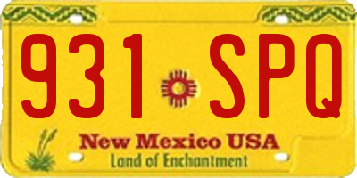 NM license plate 931SPQ
