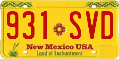 NM license plate 931SVD