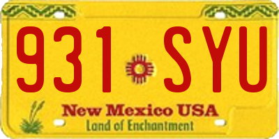 NM license plate 931SYU