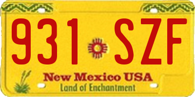 NM license plate 931SZF