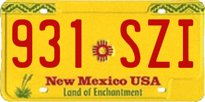 NM license plate 931SZI