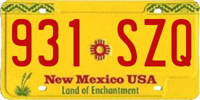 NM license plate 931SZQ