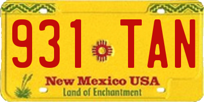 NM license plate 931TAN