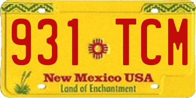 NM license plate 931TCM