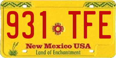 NM license plate 931TFE