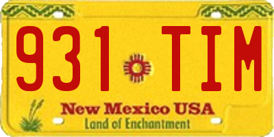 NM license plate 931TIM
