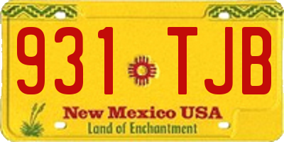 NM license plate 931TJB