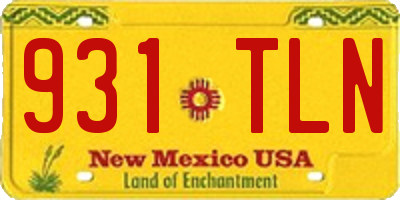 NM license plate 931TLN