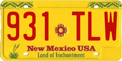 NM license plate 931TLW