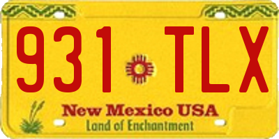 NM license plate 931TLX