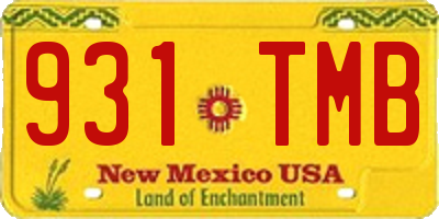 NM license plate 931TMB