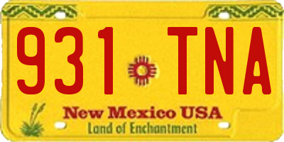 NM license plate 931TNA