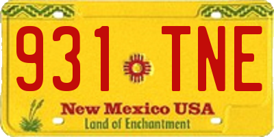 NM license plate 931TNE