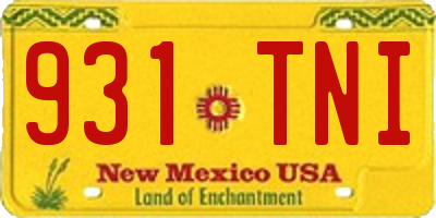 NM license plate 931TNI