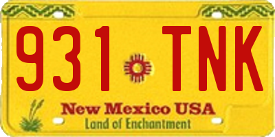 NM license plate 931TNK