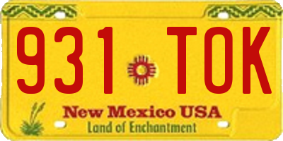 NM license plate 931TOK