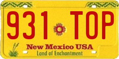 NM license plate 931TOP
