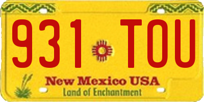 NM license plate 931TOU