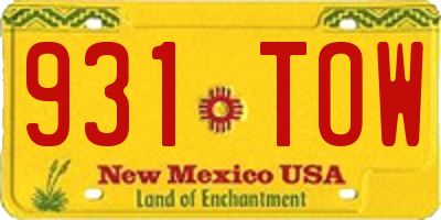 NM license plate 931TOW