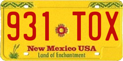 NM license plate 931TOX