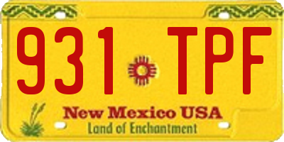 NM license plate 931TPF