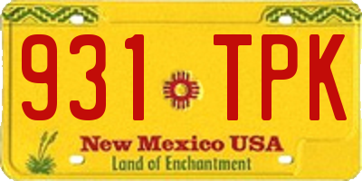 NM license plate 931TPK