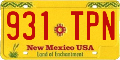 NM license plate 931TPN