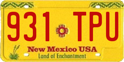 NM license plate 931TPU