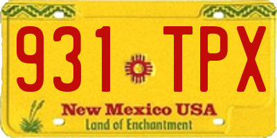 NM license plate 931TPX