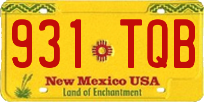 NM license plate 931TQB