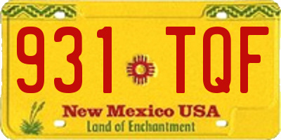 NM license plate 931TQF