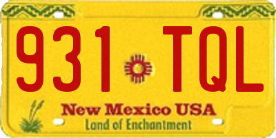 NM license plate 931TQL