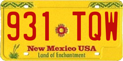 NM license plate 931TQW