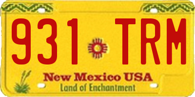 NM license plate 931TRM