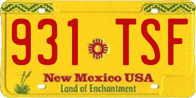 NM license plate 931TSF