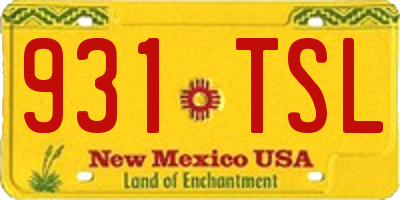 NM license plate 931TSL