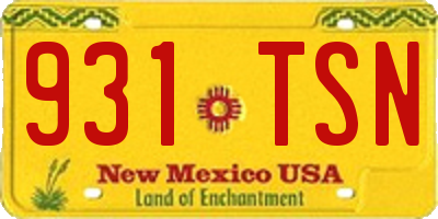 NM license plate 931TSN