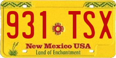 NM license plate 931TSX