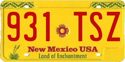 NM license plate 931TSZ