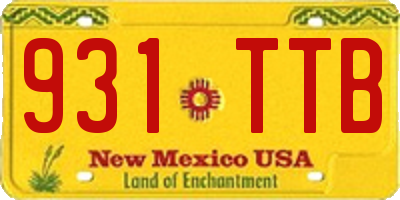 NM license plate 931TTB
