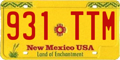 NM license plate 931TTM