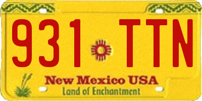 NM license plate 931TTN