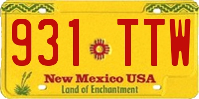 NM license plate 931TTW