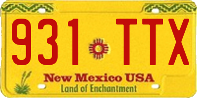 NM license plate 931TTX
