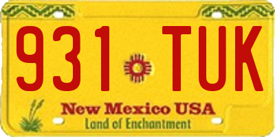 NM license plate 931TUK